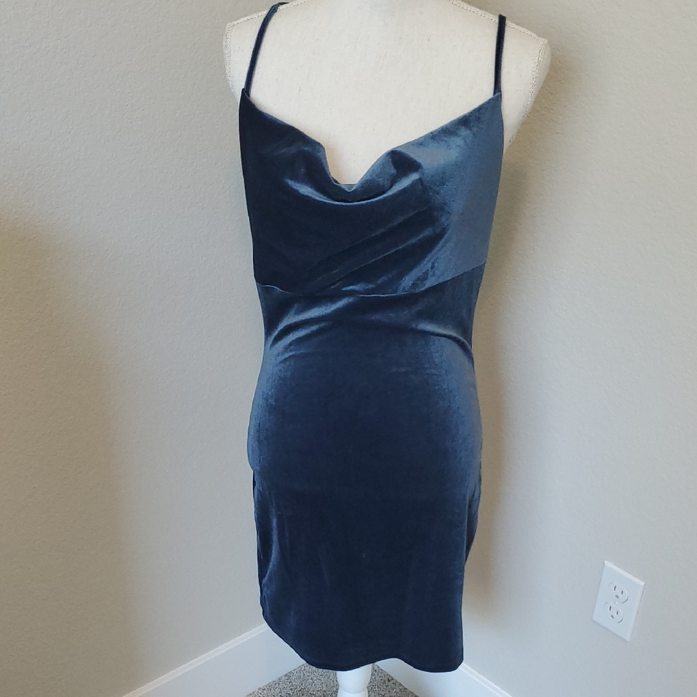 (4 For $10) Forever 21 Navy Backless Velvet Dress